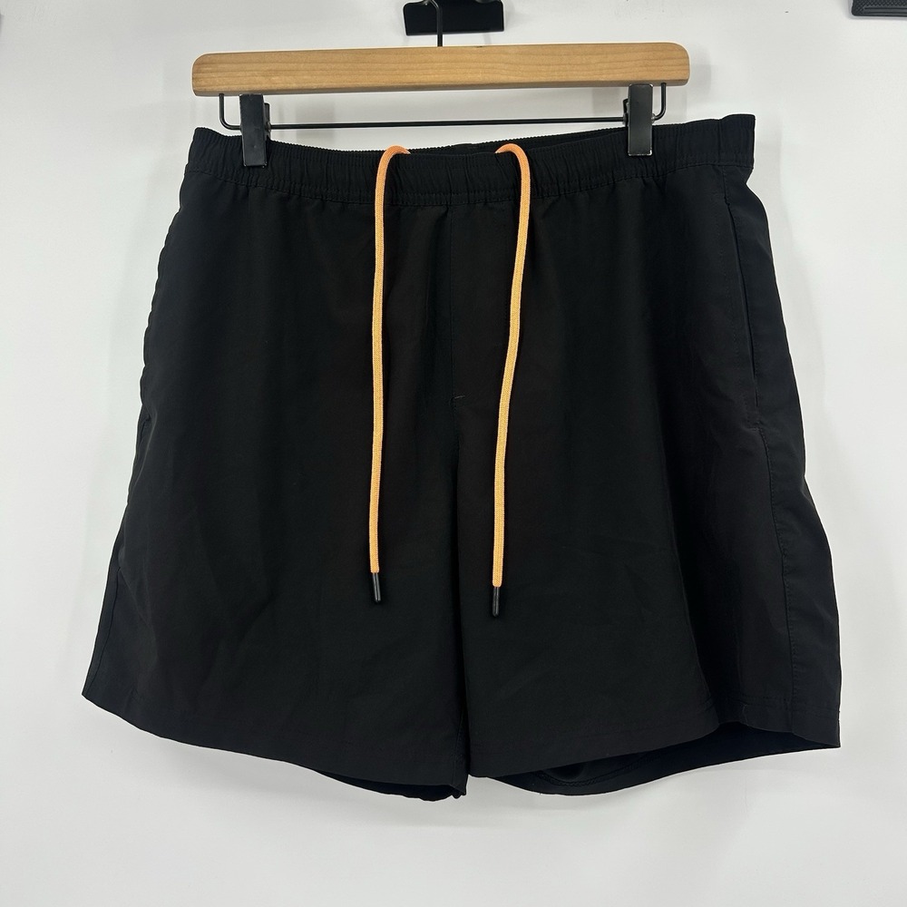 LRD Performance Men's Swim Trunks Black Fish Print‎ Liner Drawstring Size M